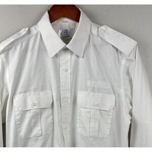 MH Murphy & Hartelius Pilot Uniform 16 1/2 34-35 Long Sleeve Shirt White Tapered